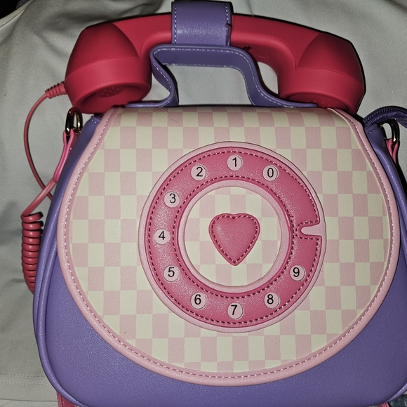 Handbags - Cute Retro Phone Crossbody Bag - Pink & Lavender